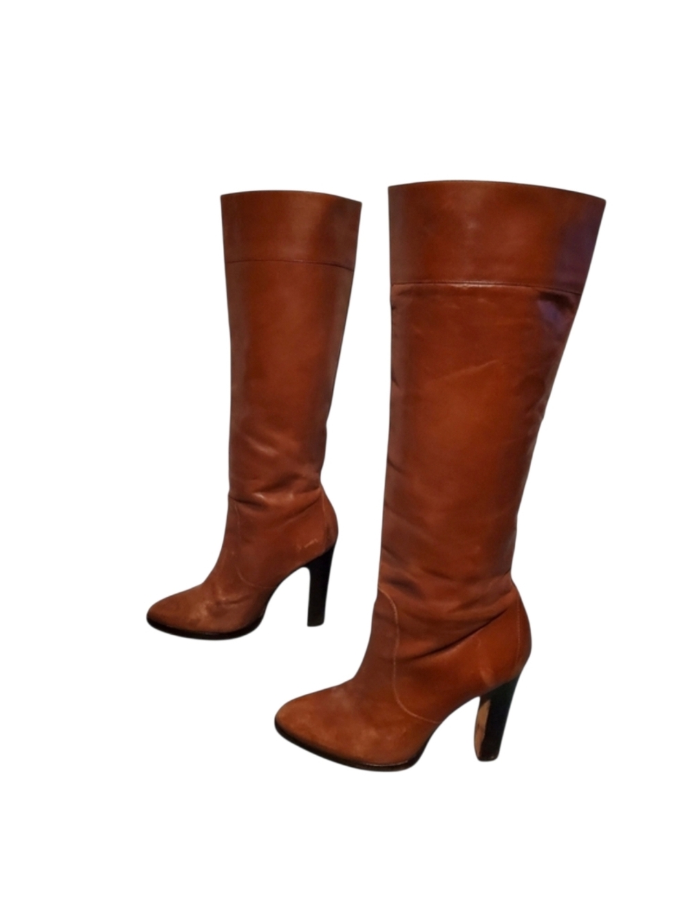 Felipe Brown Leather Knee-High Pull-On Riding Boots Women's 8B, Made In Italy